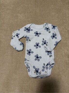 Carter's Long-Sleeve Floral Baby Bodysuit in Light Blue and Navy